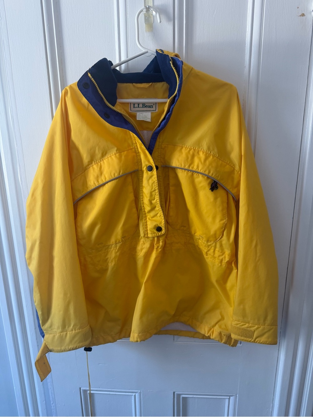 Vintage (1992) L.L.Bean Yellow and Blue Pullover Anorak Rain Jacket
